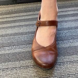 Dansko Brown Leather Mary Jane Wedge